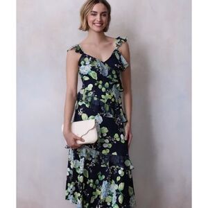 LC Lauren Conrad Navy Floral Midi Dress